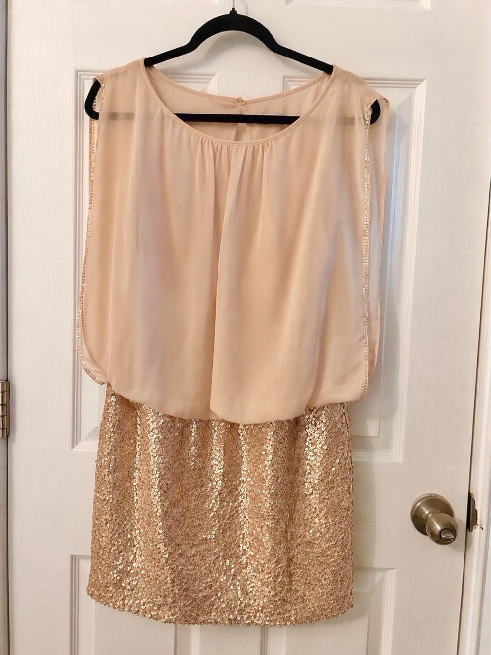 Cache Girls' Blush and Rose Gold Sequin Formal Dress